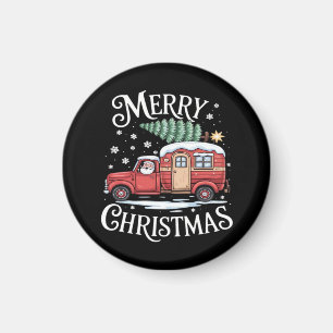 Merry Christmas Camping Cute Santa Claus Truck Ess Magnet