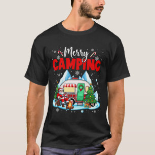 Merry Christmas Camping Santa Outside Sports Match T-Shirt