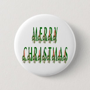 Merry Christmas Candle Font 6 Cm Round Badge