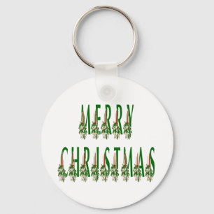 Merry Christmas Candle Font Key Ring