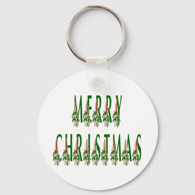 Merry Christmas Candle Font Key Ring (Front)