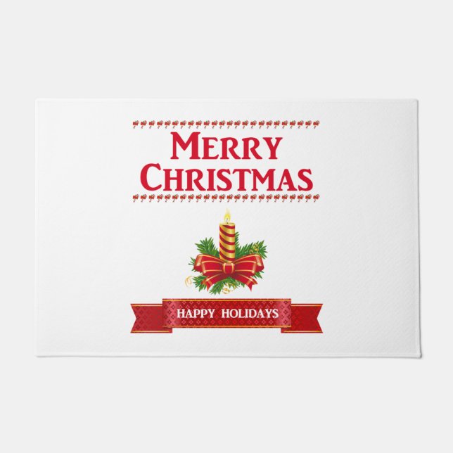 Merry Christmas Candle (red/clr) Doormat (Front)