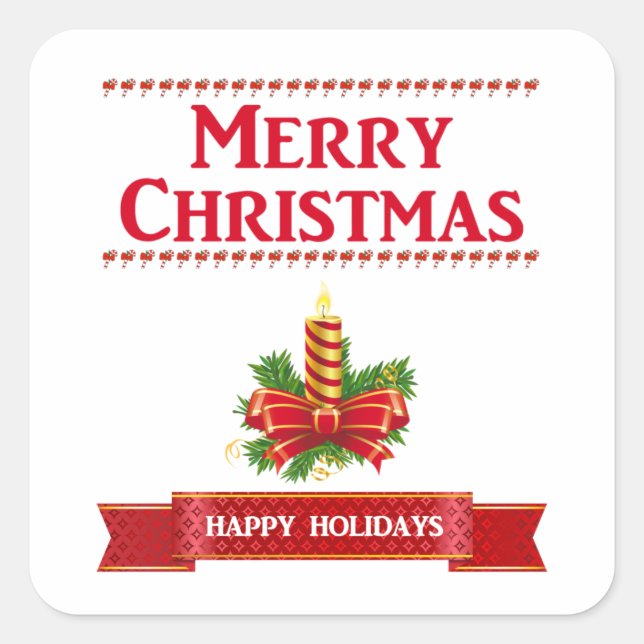 Merry Christmas Candle (red/clr) Square Sticker (Front)