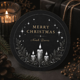 Merry Christmas Candlelight Celestial Gift Classic Round Sticker