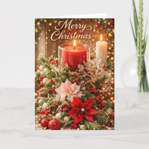 Merry Christmas Candlelight Holiday Greeting Card