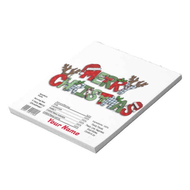 Merry Christmas Candy Bar Wrappers Favours Notepad (Rotated)