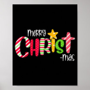 Merry Christmas Candy Cane Christ Holiday Faith  Poster