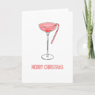 Merry Christmas Candy Cane Cocktail Christmas Card
