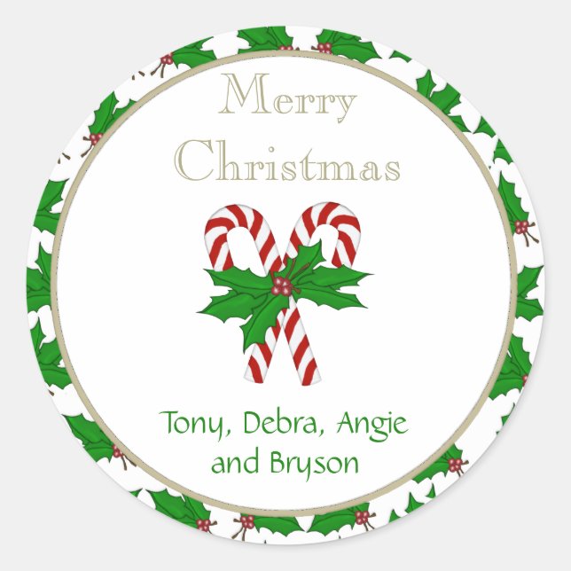 Merry Christmas Candy Cane Collection Stickers (Front)