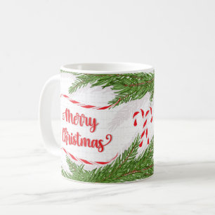 Merry Christmas Candy Cane Festive Holiday Art Coffee Mug