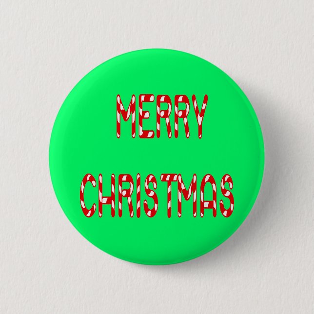 Merry Christmas Candy Cane Font 6 Cm Round Badge (Front)