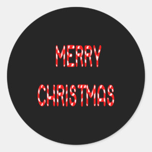 Merry Christmas Candy Cane Font Girls Boys Classic Round Sticker
