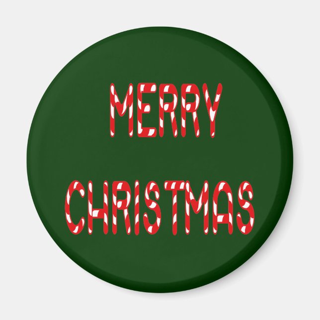 Merry Christmas Candy Cane Font Magnet (Front)