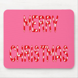 Merry Christmas Candy Cane Font Mouse Pad