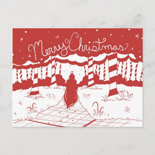Merry Christmas - Candy Cane Forest Holiday Postcard (Front)