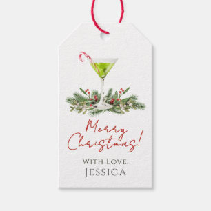 Merry Christmas Candy Cane Martini and Mistletoe Gift Tags