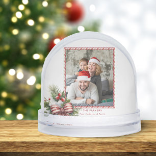 Merry Christmas Candy Cane Photo Snow Globe