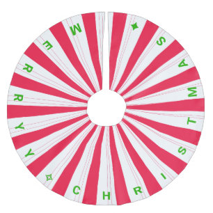 Merry Christmas Candy Cane Stripe Brushed Polyester Tree Skirt