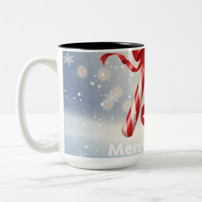Merry Christmas Candy Cane -  Two-Tone Coffee Mug (Left)