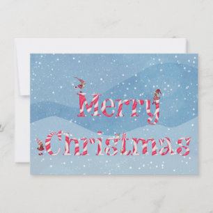Merry Christmas Candy Cane Winter Gnomes Custom Card