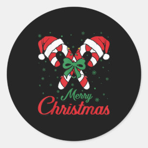 Merry Christmas Candy Cane Xmas Lights Toddlers Me Classic Round Sticker