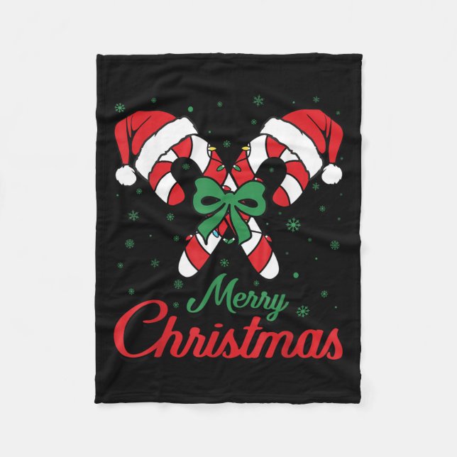 Merry Christmas Candy Cane Xmas Lights Toddlers Me Fleece Blanket (Front)