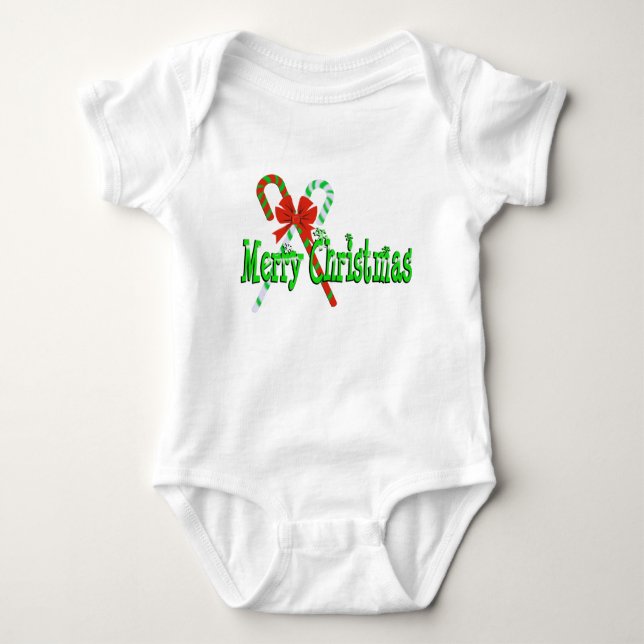 Merry Christmas Candy Canes Baby Bodysuit (Front)