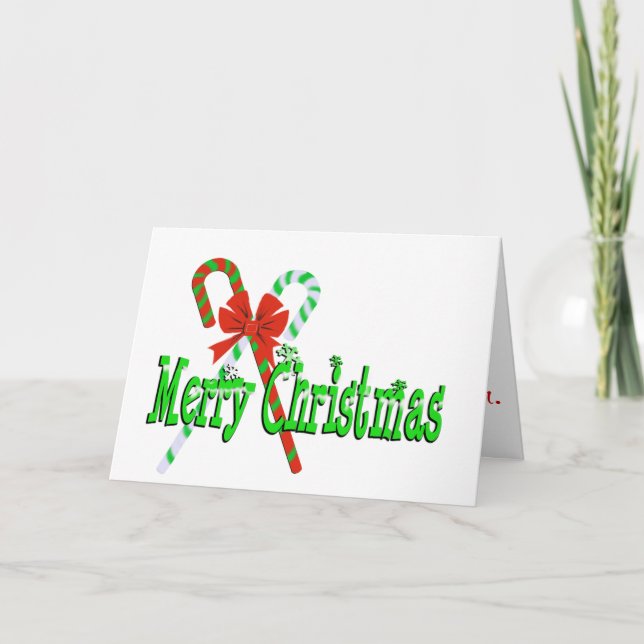 Merry Christmas Candy Canes Holiday Card (Front)