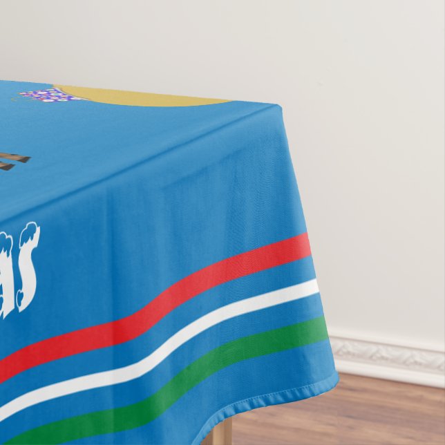 Merry Christmas Candy Canes Ornaments Trees Tablecloth (In Situ)