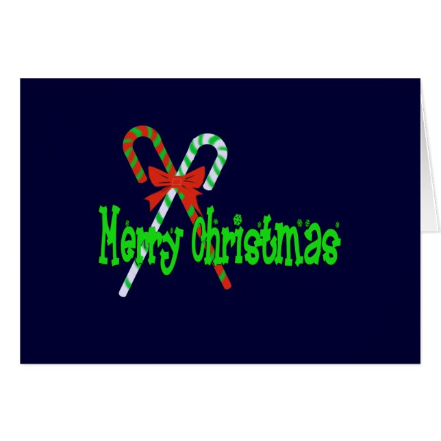 Merry Christmas Candy Canes with Red Bow (Front Horizontal)