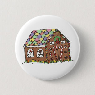 Merry Christmas Candy Gingerbread House Holiday 6 Cm Round Badge
