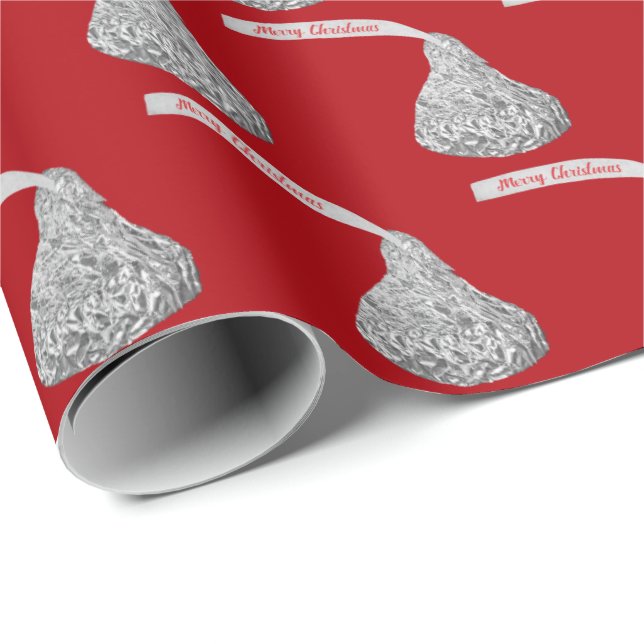 Merry Christmas Candy On Red Wrapping Paper (Roll Corner)