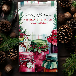 Merry Christmas Canned with Love Personalised Tea Towel