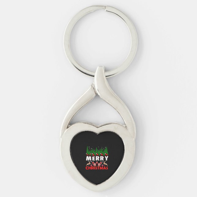 Merry Christmas Canvas Christian Christmas Jesus Key Ring (Front)
