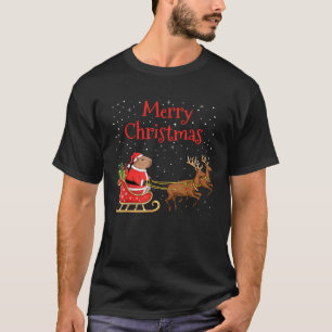 Merry Christmas Capybara Riding Santa Sleigh With T-Shirt