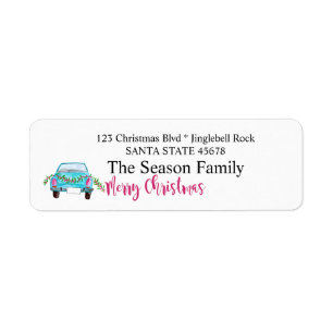 Merry Christmas Car and Christmas gifts Return Address Label