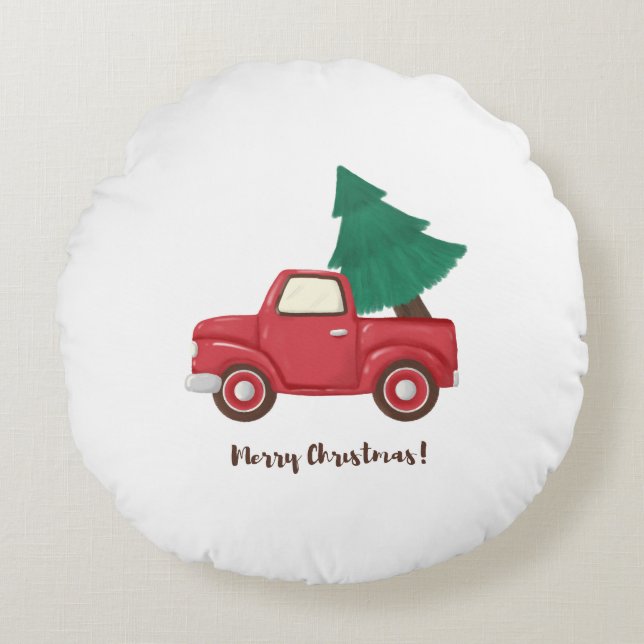 Merry Christmas car  Round Cushion (Front)