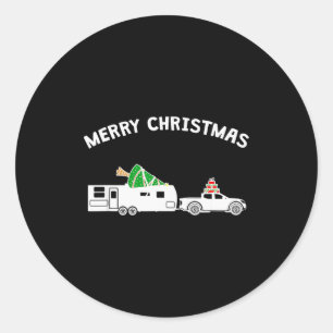 Merry Christmas - Caravan Camper Rv Trailer Christ Classic Round Sticker