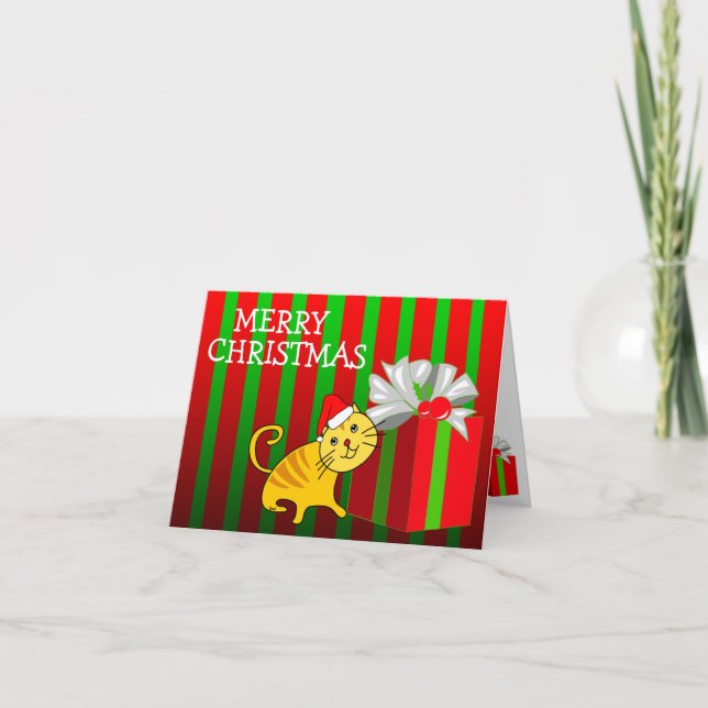 Merry Christmas Card Cat Gift Box (Front)