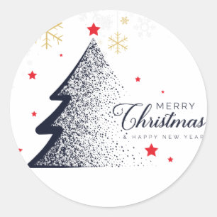 Merry Christmas Card Classic Round Sticker