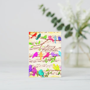 Merry Christmas Card Colourful Musical Birds