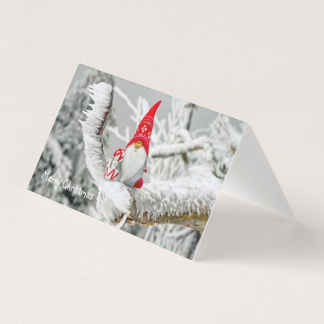Merry Christmas Card Gnome Red Hat (Front)