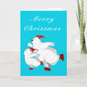 Merry Christmas Card Happy Family Bears