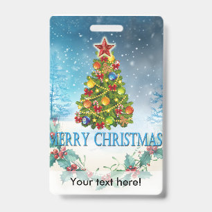 Merry Christmas card ID Badge