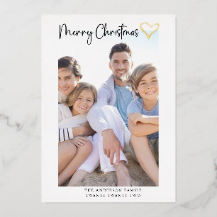 Merry Christmas Card Modern Script Heart