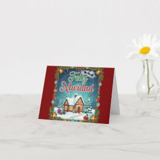 Merry Christmas Card – Snowy Cottage Winter Scene