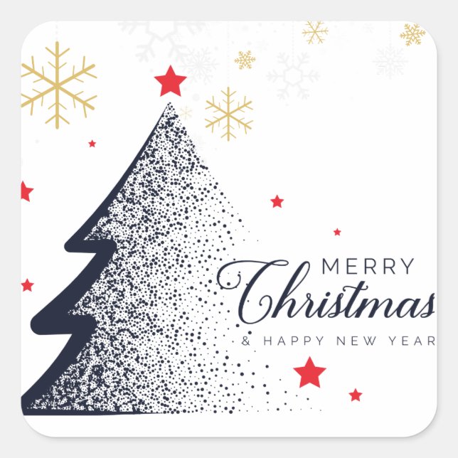 Merry Christmas Card Square Sticker (Front)