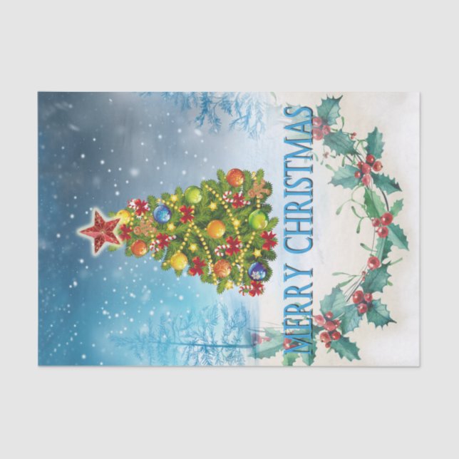 Merry Christmas card Tissue Paper (Front)