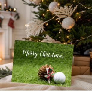 Merry Christmas card to golfer with golf ball