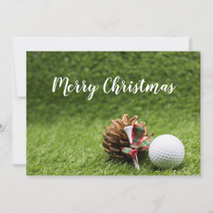 Merry Christmas card to golfer with golf ball